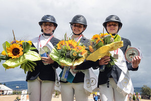 Podium des Poneys D aux championnats suisses 2023 | © Fabienne Bujard